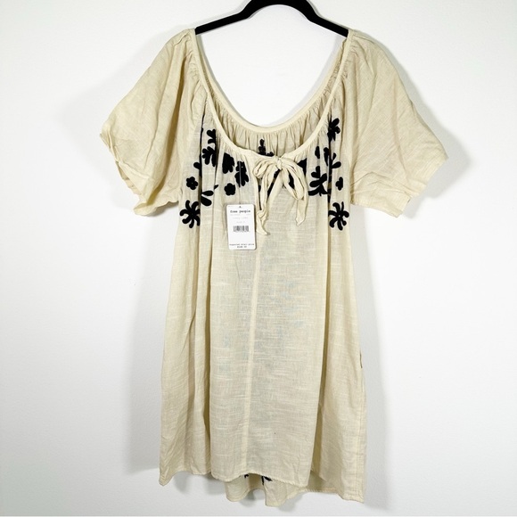 NWT $148 Free People x Revolve Fiona Embroidered Mini Dress Ivory Size Small - Picture 4 of 13